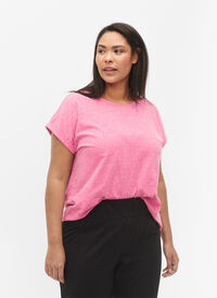 Melert T-skjorte med korte ermer, Beetroot Purple Mél, Model