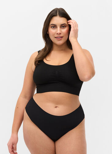 Sømløs g-streng, 2 stk., Black, Model image number 0