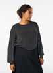Bluse med fiskebensm&oslash;nster og glittertr&aring;d, Svart, Model image number 0