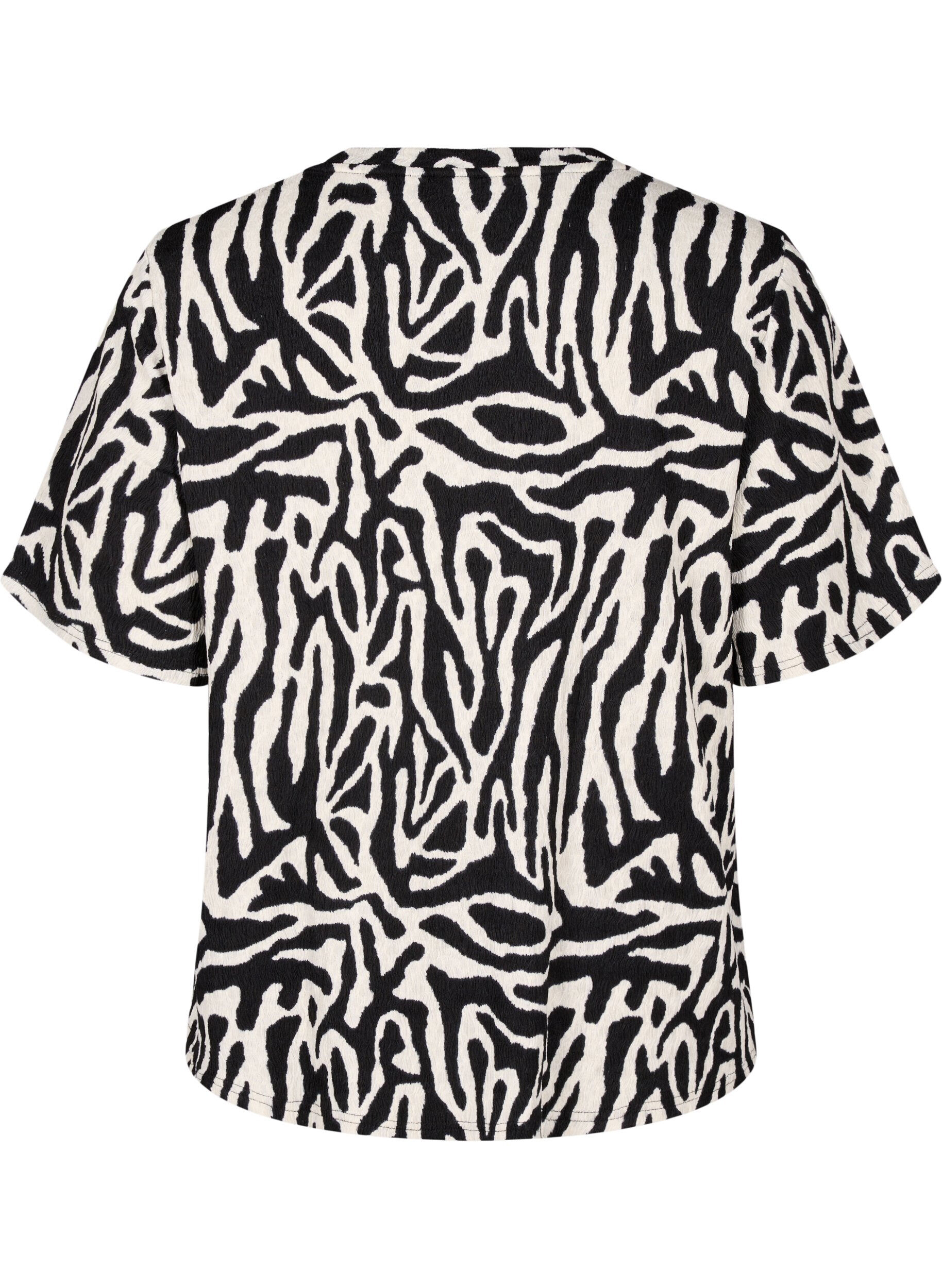 Zizzi Kortermet bluse med sebraprint, Svart, Packshot image number 1