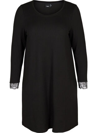 kjole med lange ermer, Black , Packshot image number 0