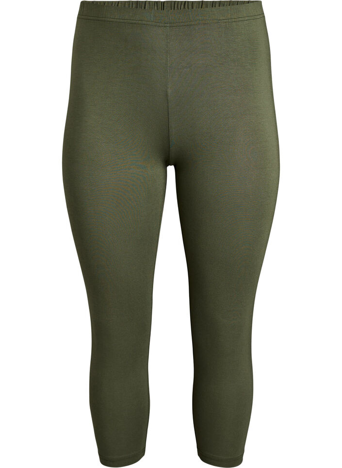 Basisleggings i viskose med 3/4-lengde, Gr&oslash;nn, Packshot image number 0