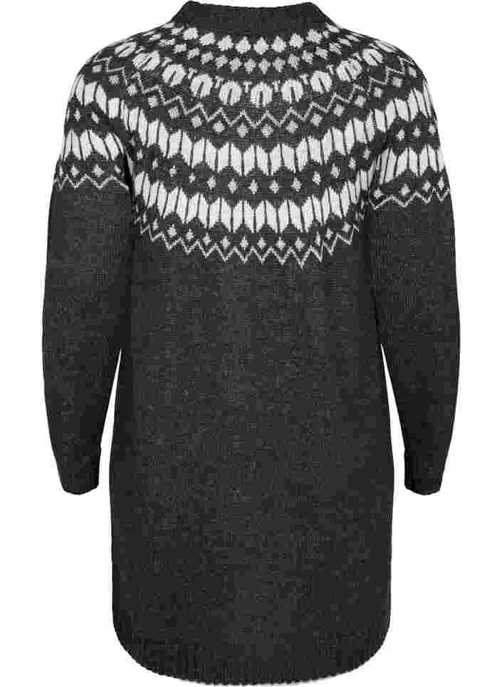 Mønstret strikkekjole med ull, Dark Grey Mel Comb, Packshot image number 1