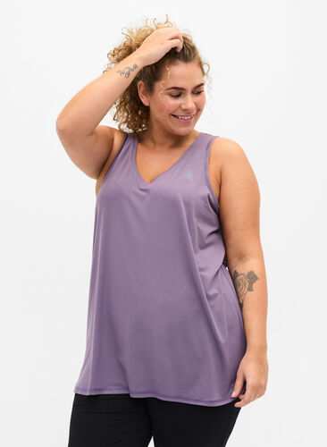 Treningstopp med V-hals, Purple Sage, Model image number 0