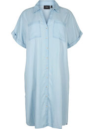Kortermet skjortekjole i lyocell (TENCEL™), Light blue denim