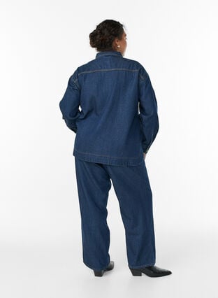Zizzi Vide jeans med knytebelte og høy midje, Blå, Model image number 1