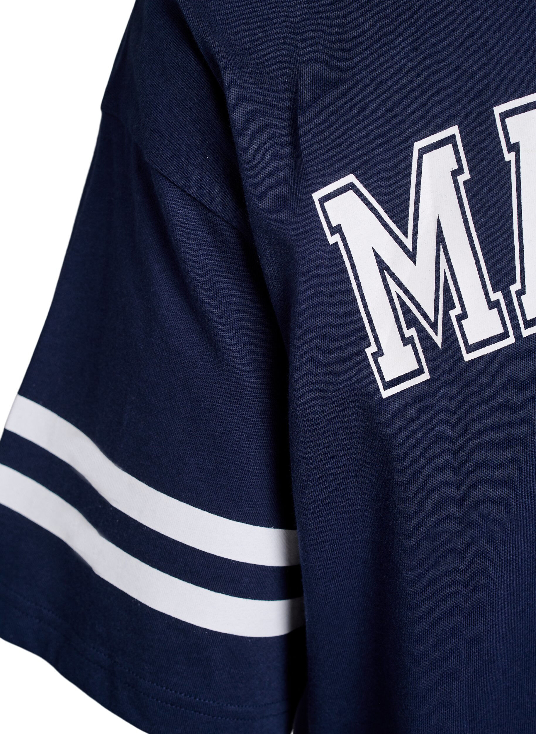 Zizzi Kort T-skjortekjole med sporty detaljer, Bl&aring;, Packshot image number 4