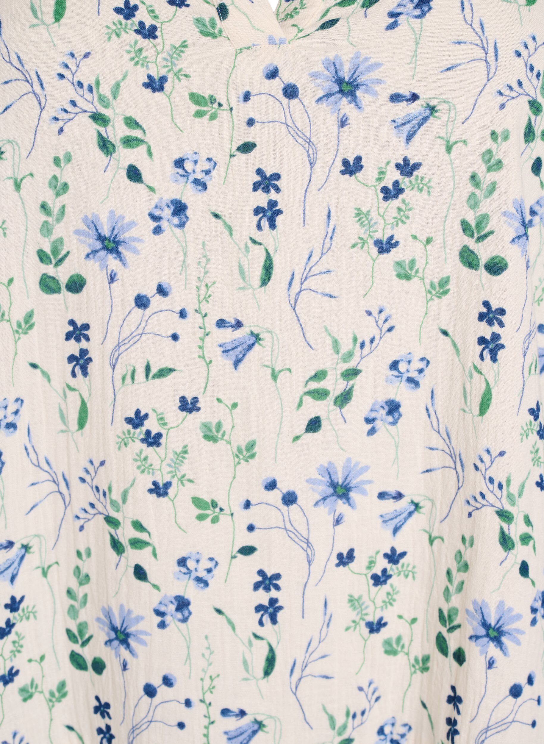 Zizzi Kort A-linjekjole i bomullsmuslin, Beige, Packshot image number 2