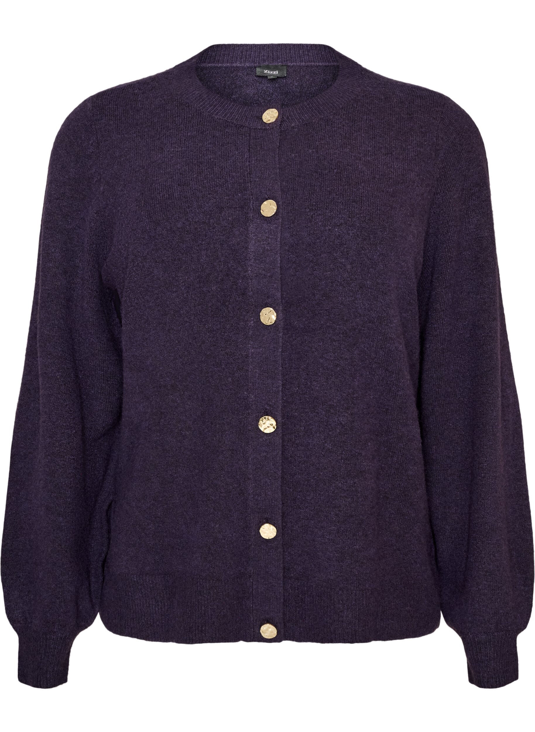 Cardigan i myk strikk med gullfargede knapper