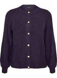 Cardigan i myk strikk med gullfargede knapper, Lilla