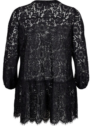 Tunika med blonder og knappelukking, Black, Packshot image number 1