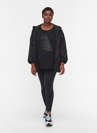 Treningsjakke med mønster og hette, Black, Model image number 3