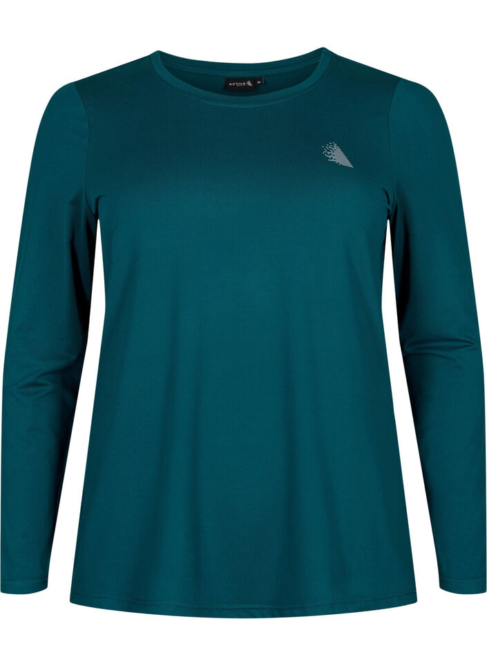 Treningsgenser med lange ermer, Deep Teal, Packshot image number 0