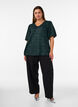 Paljettbluse med ballongermer, Gr&oslash;nn, Model image number 1