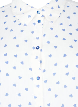 Skjortebluse med 3/4 ermer, Bright White Heart, Packshot image number 2