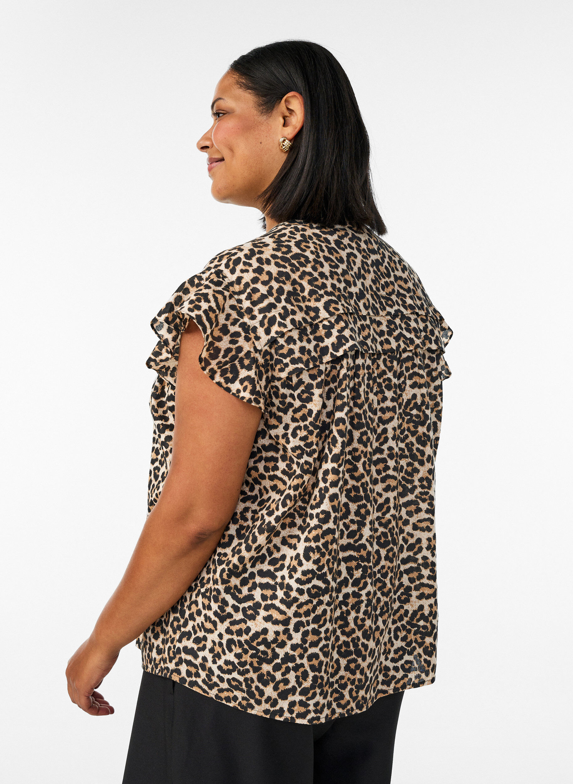 ZizziErmel&oslash;s A-linje bomullsskjorte bluse, Brun, Model image number 2
