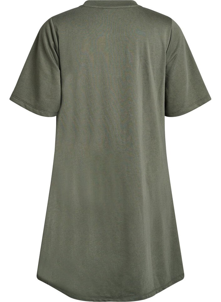 Knelang jerseykjole med lommer og A-fasong, Grønn, Packshot image number 1