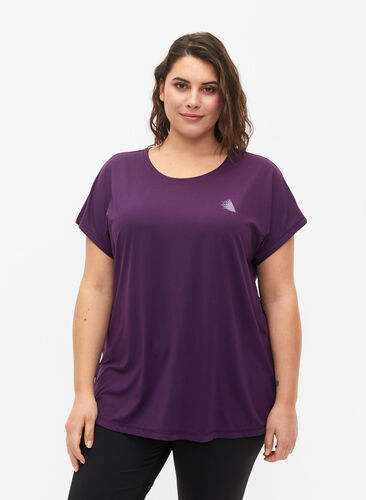Kortermet trenings T-skjorte, Purple Pennant, Model image number 0