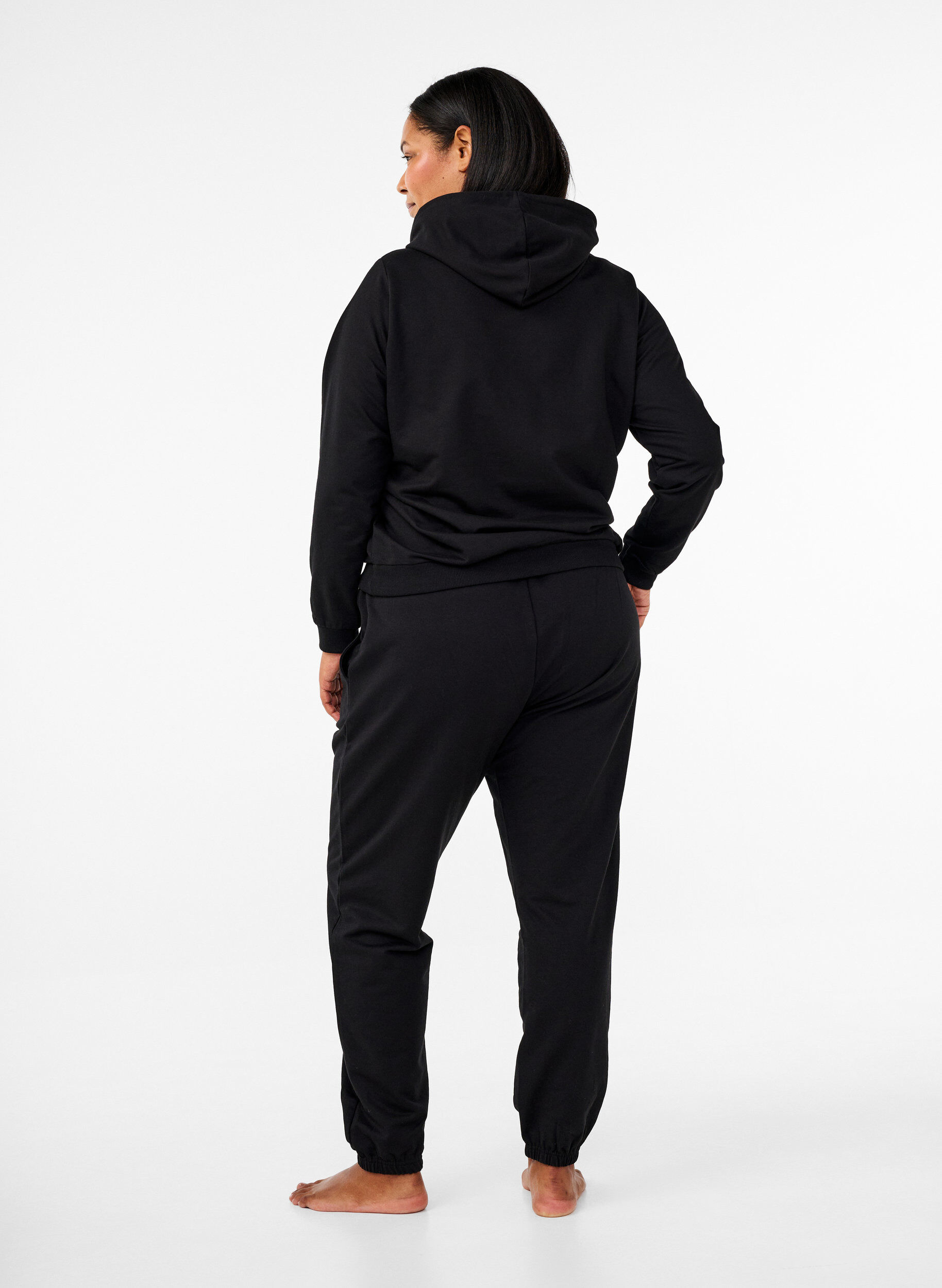 ZizziGenser med hette og trykk, Svart, Model image number 2