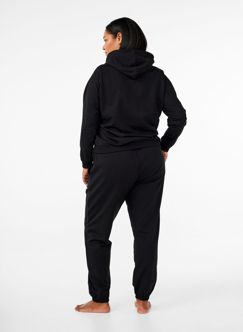 Genser med hette og trykk, Svart, Model image number 2