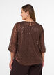 Gjennomsiktig bluse med paljetter og diamantm&oslash;nster, Brun, Model image number 2