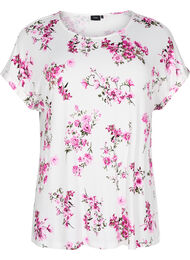 T-skjorte med blomstertrykk, B. W. Pink Flower