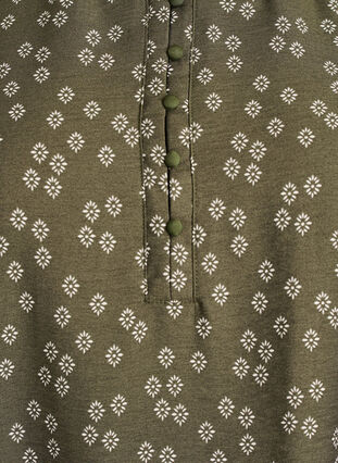 Zizzi Langermet bluse med mønster og knapper, Grønn, Packshot image number 2