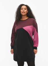 Lang hettegenser med colorblock, Fudge Color B. , Model