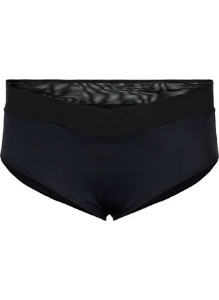 Truser med mesh og normal høyde i livet, Black, Packshot image number 0