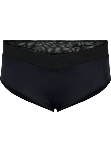 Truser med mesh og normal høyde i livet, Black, Packshot image number 0