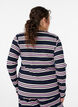 Langermet nattopp i ribbestrikket jersey med striper, Bl&aring;, Model image number 2