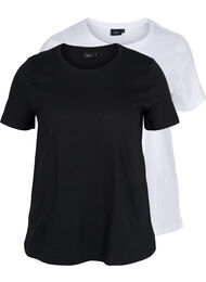 Basis T-skjorter i bomull, 2 stk., Black/B White, Packshot