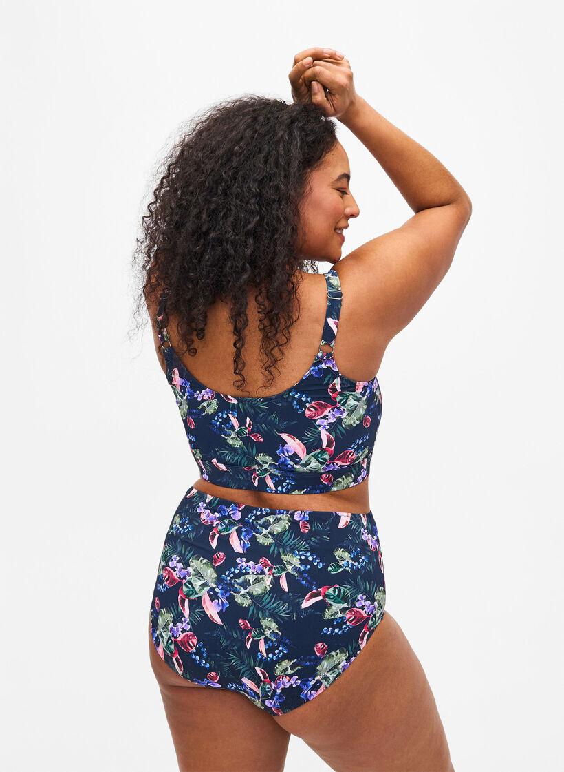 Mønstrete bikinitopp med justerbare stropper, Deep Palm AOP, Model image number 1