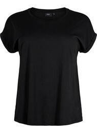 Kortermet T-skjorte i bomullsblanding, Black