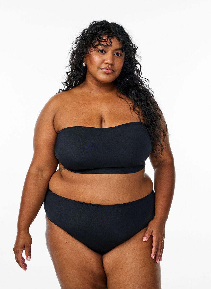 Ensfarget bandeau-bikinitopp, Svart, Model image number 1