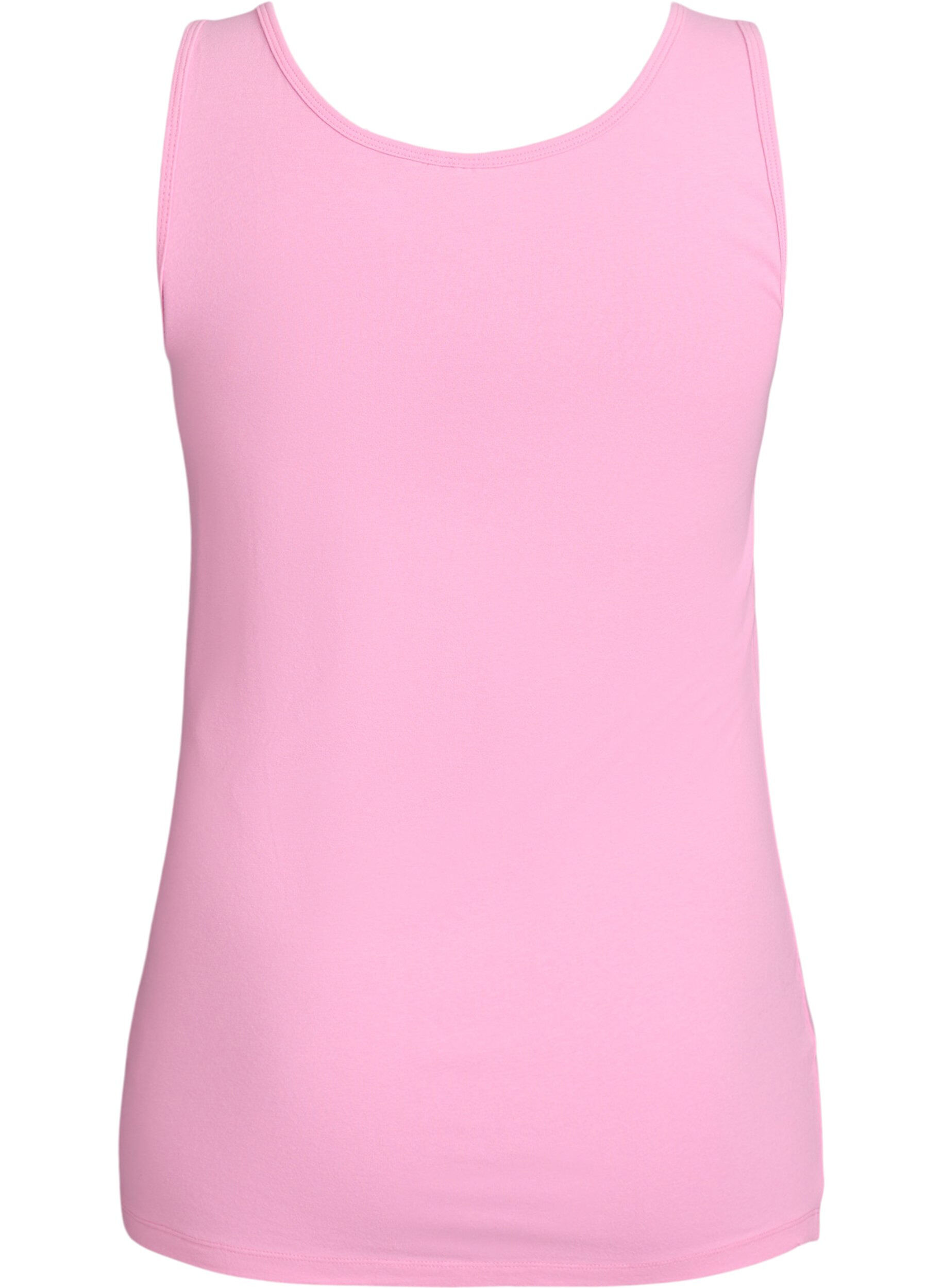 ZizziEnsfarget basic topp i bomull, Rosa, Packshot image number 1