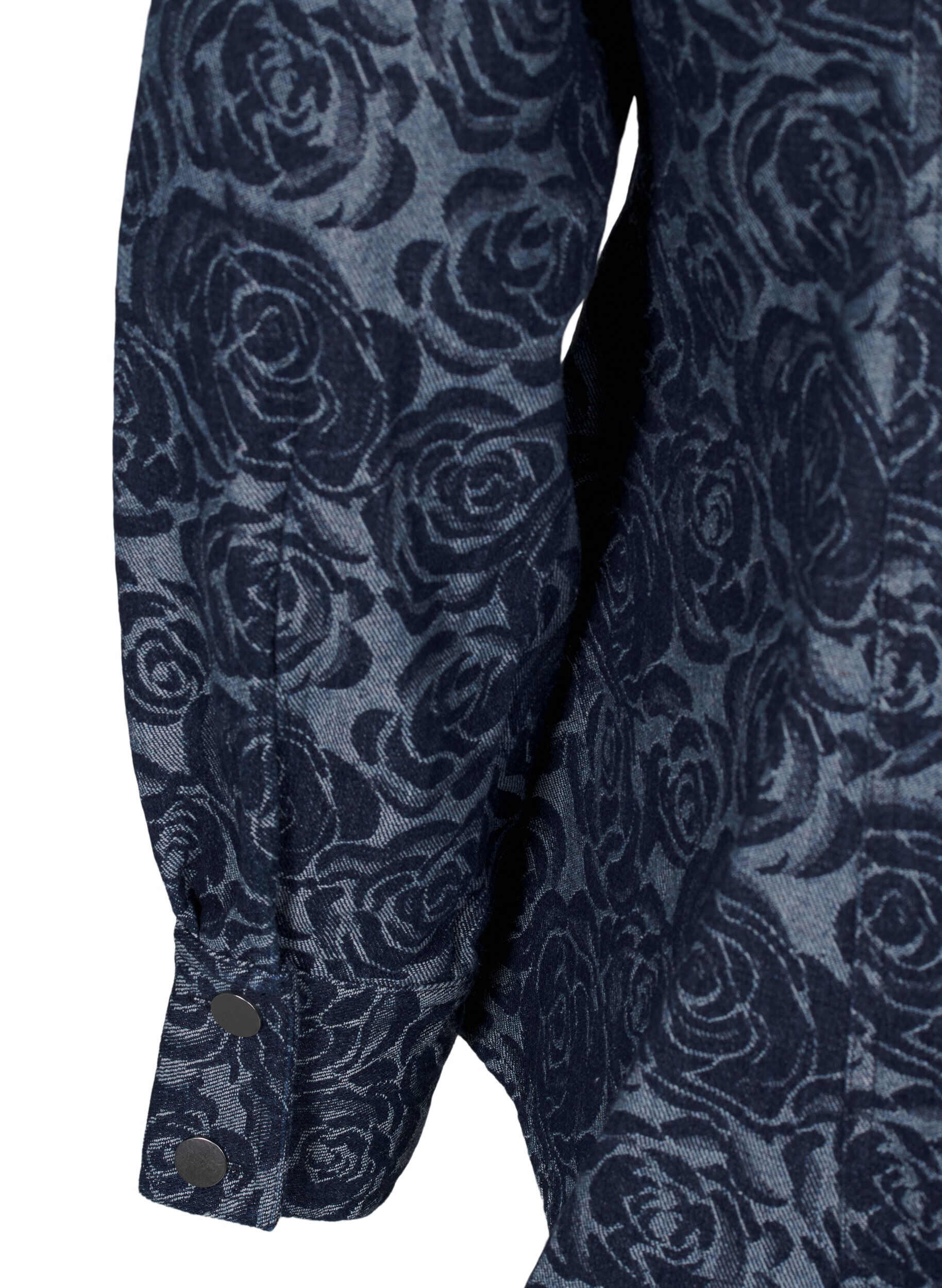 Zizzi Denimskjorte med rosem&oslash;nster, Denim Rose AOP, Packshot image number 3