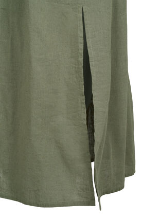Zizzi Ermeløs kjole i bomullsblanding med lin, Deep Lichen Green, Packshot image number 3