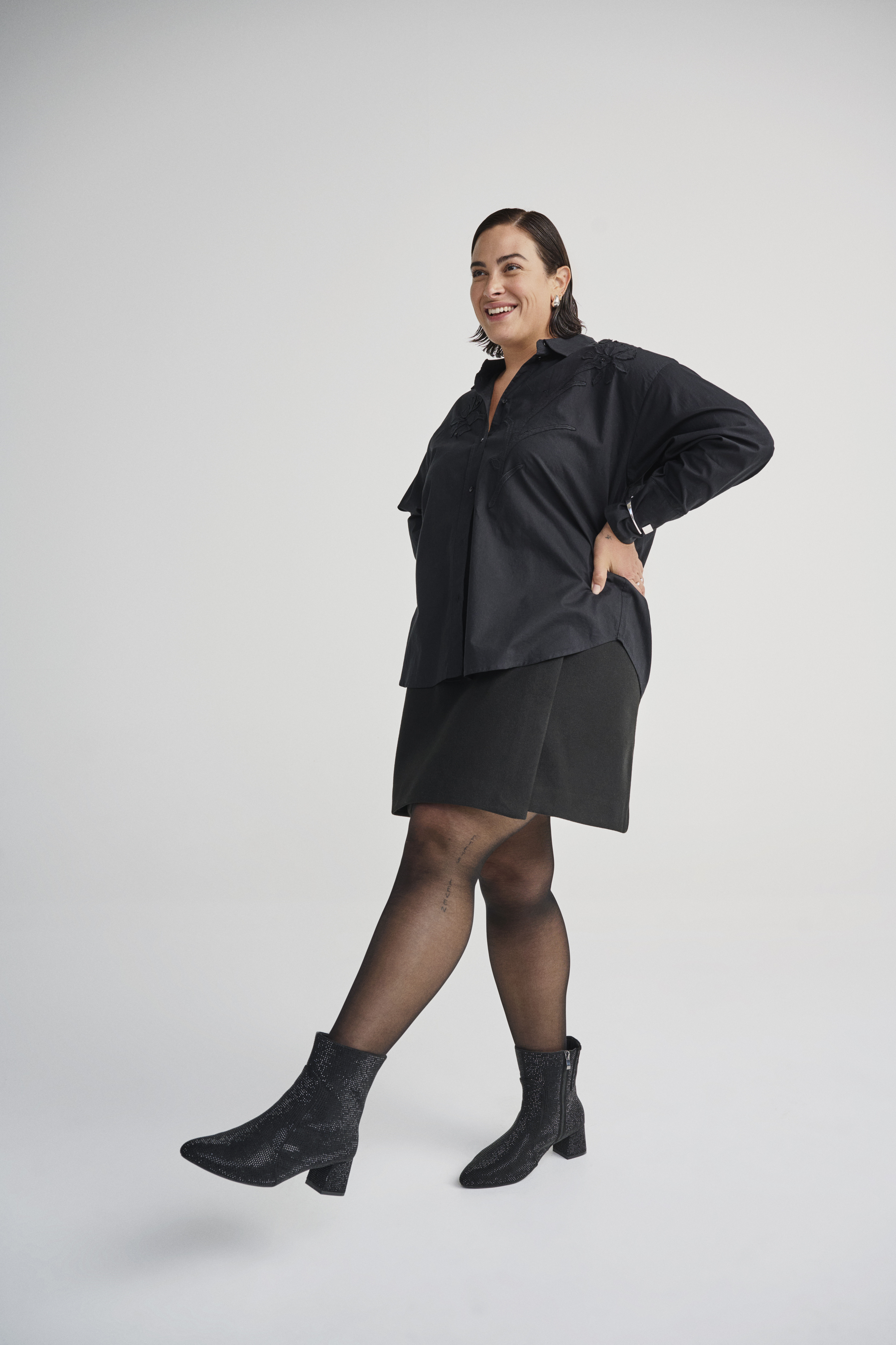 Zizzi St&oslash;vel med rhinestones, , Model