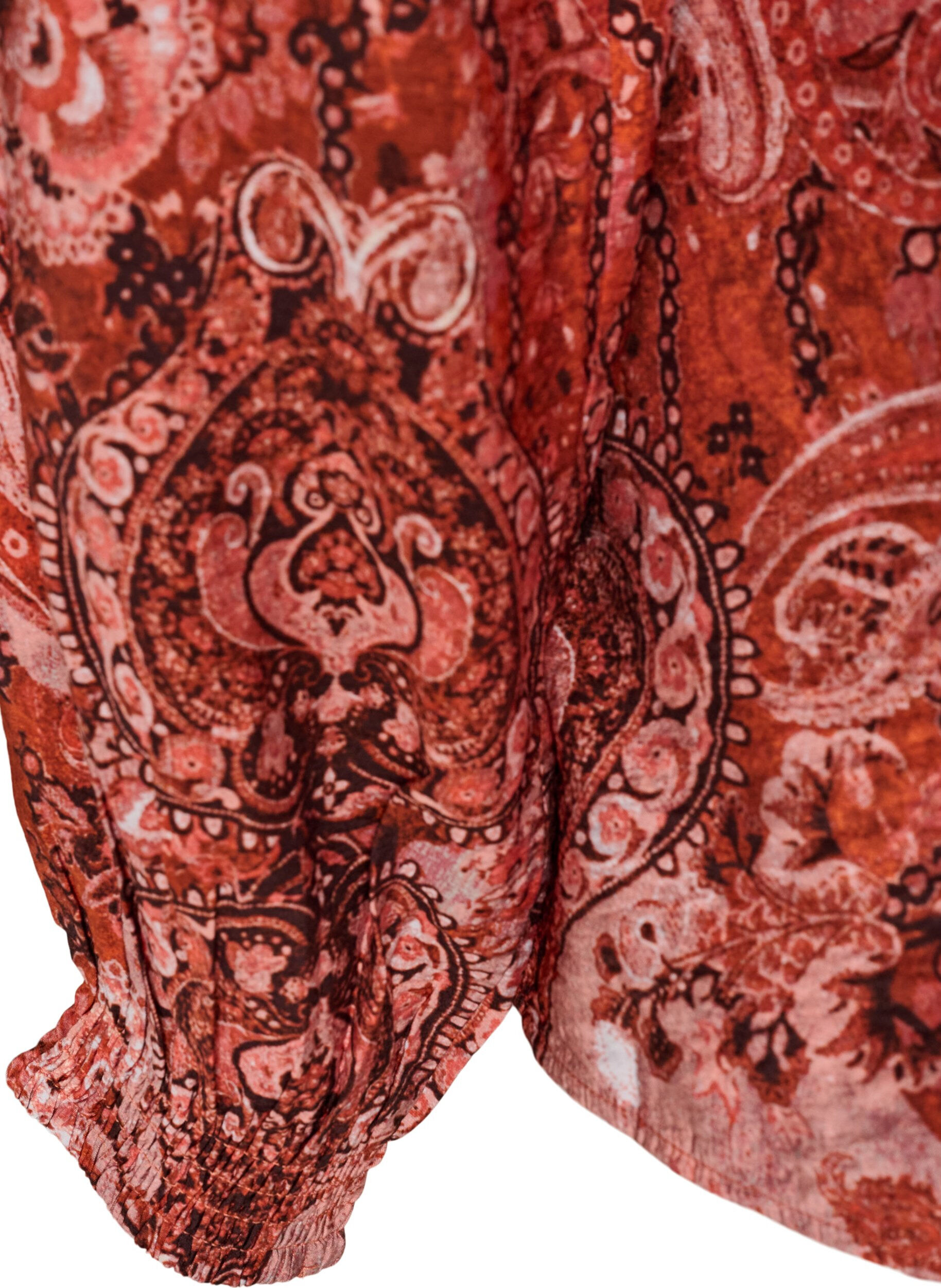 ZizziViskosebluse med paisleytrykk og volanger, Orange, Packshot image number 3