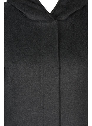Jakke med ull og hette, Dark Grey Melange, Packshot image number 2
