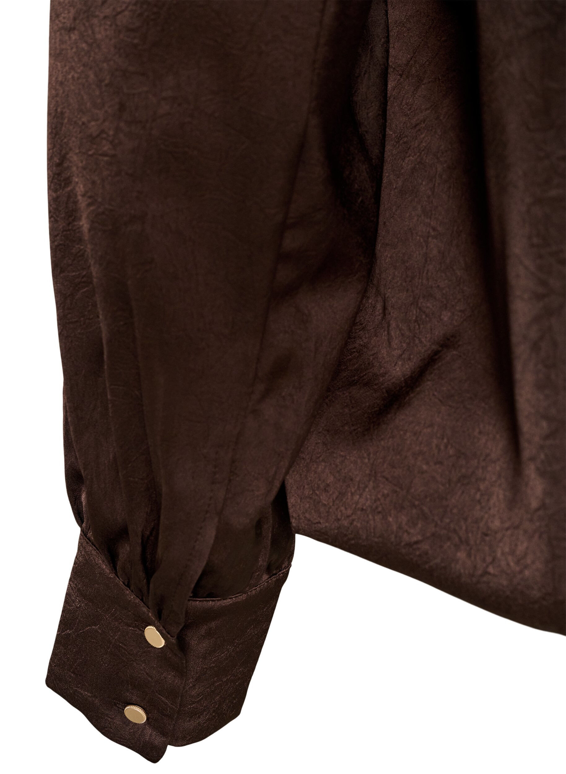 ZizziBluse med satenglook og ballongfasong, Brun, Packshot image number 3