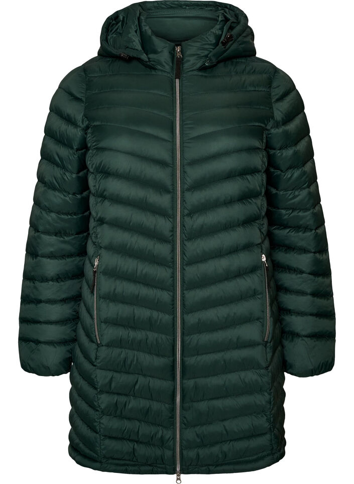 Lett jakke med lommer og avtagbar hette, Gr&oslash;nn, Packshot image number 0