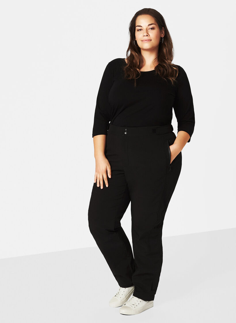 Softshellbukser med borrelås, Svart, Model image number 3