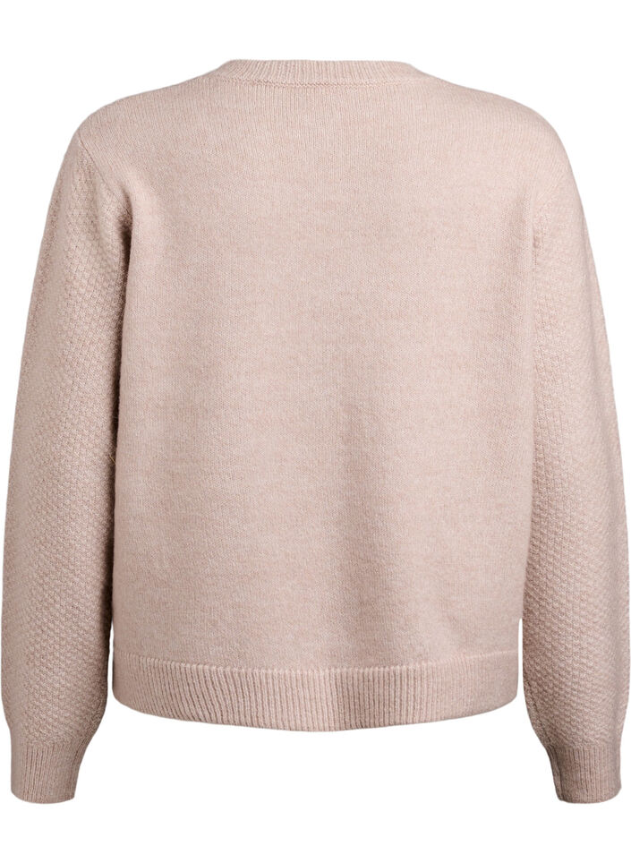 Cardigan med dekorative knapper og hullbroderi, Feather Gray Mel., Packshot