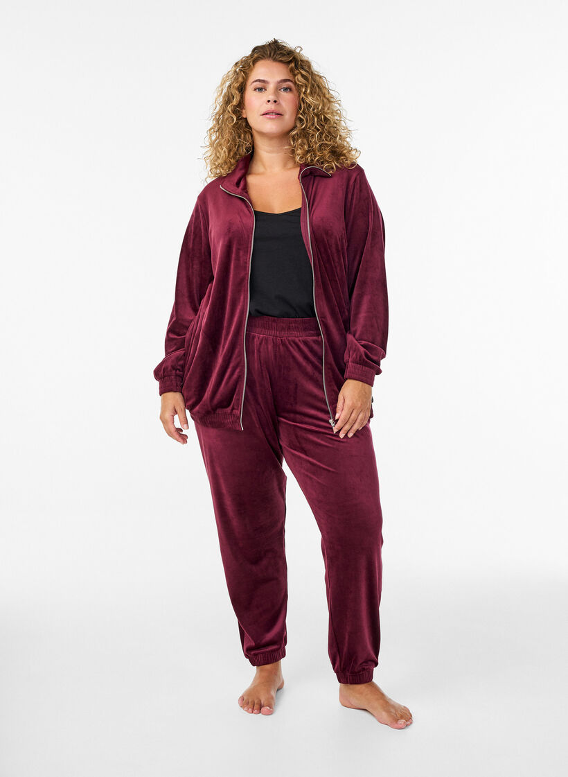 Ledige bukser i fl&oslash;yel, R&oslash;d, Model image number 0