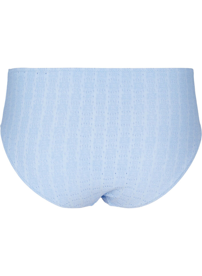 Bikinitruser med tai-snitt og strukturert mønster, Placid Blue, Packshot