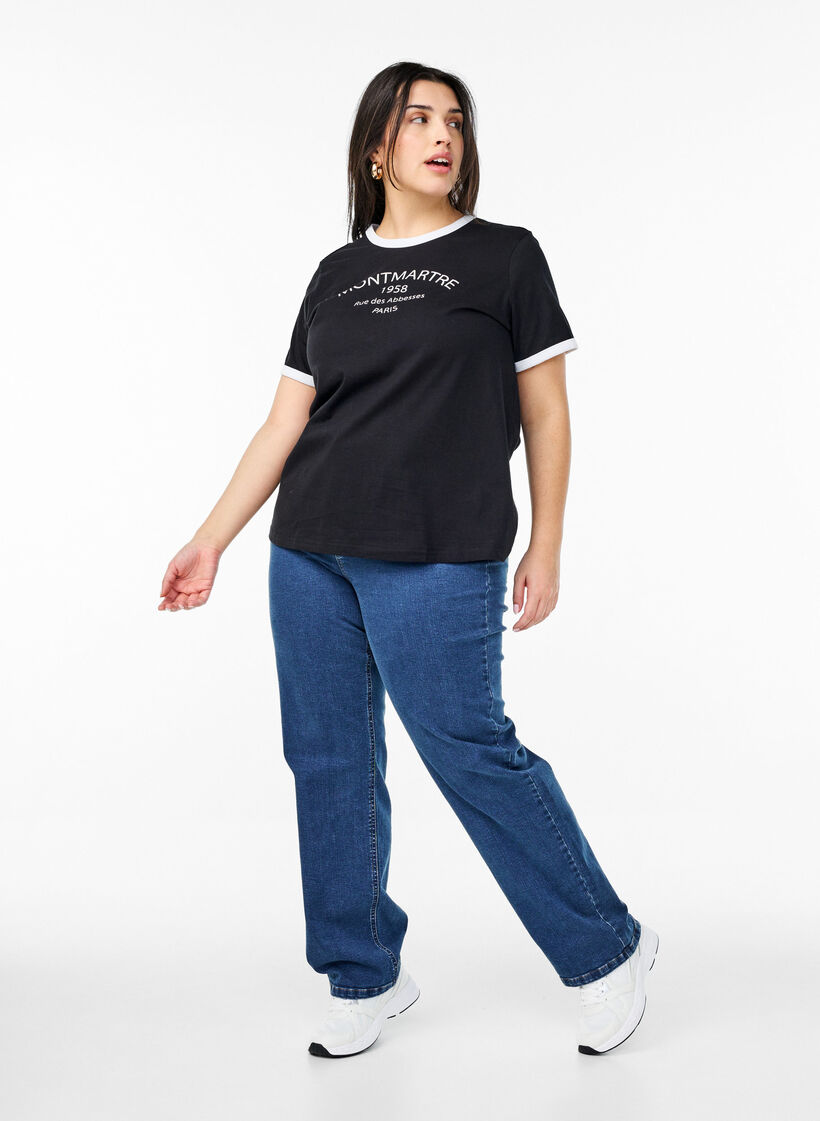 T-skjorte med teksttrykk, Black w.An. Wh.Paris, Model image number 2