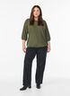 Bluse med tekstur og 3/4 ermer, Gr&oslash;nn, Model image number 1