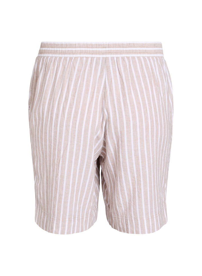 Stripete shorts i lin og viskose, Beige, Packshot image number 1